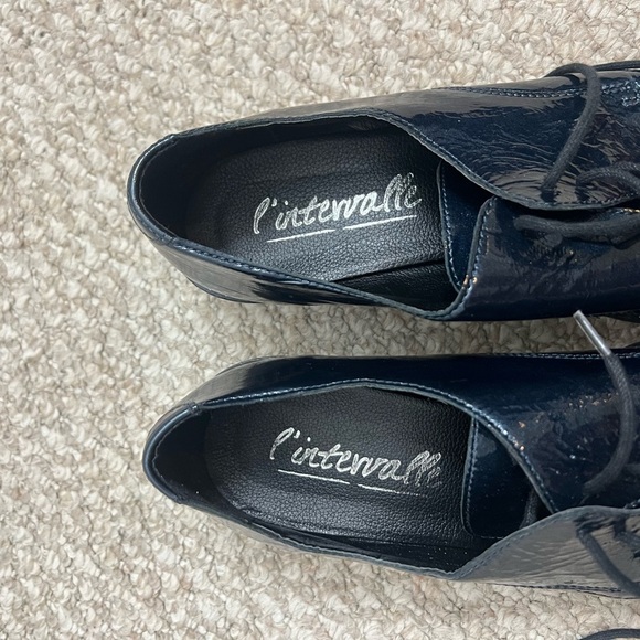 l’intervalle oxfords lace up blue black silver studded size 40 pointed toe - Picture 3 of 13
